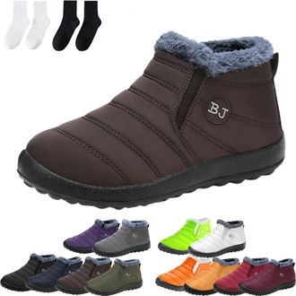 Generic Womens Waterproof Orthopedic Warm Boots, Anti-Slip Fur Lined Slip On Shoes for Women Men (Brown,10.5)