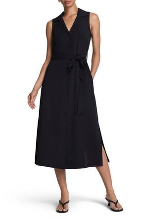 Spanx Belted Midi Shirtdress in Classic Black at Nordstrom, Size X-Small