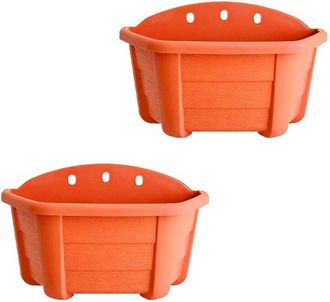 OEM Macetas De Pl&aacute;stico Para Colgar En La Pared - 22 Cm - Estilo Vintage - Aptas Para Balcones, Vallas Y Jardines - Rojo Ladrillo - Juego De 2