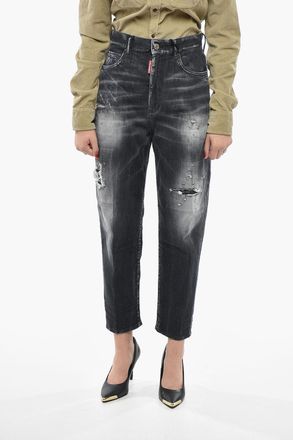 Dsquared2 Stretch Denim Jeans 80S with Washed Effect and Rhinestone Details 15cm Dsquared2
