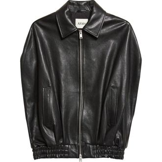 Arma Bina Vegetal Lambskin Leather Cape Jacket in Black at Nordstrom, Size 34