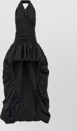 Andamane draped sleeveless v-neck asymmetric gown