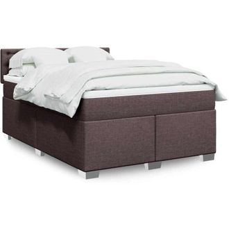 vidaXL Cama Box Spring Con Colch&oacute;n Tela Marr&oacute;n Oscuro 140x190 Cm Vidaxl