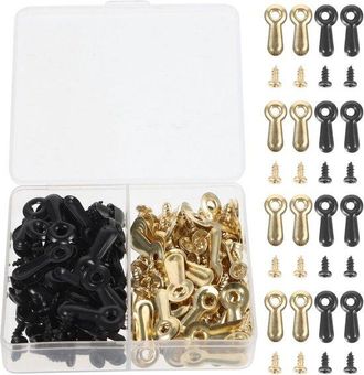 OEM Juego De 120 Pomos Giratorios Para Marcos De Fotos - Clips De Montaje Para Paneles Traseros De Marcos - Negro Y Dorado