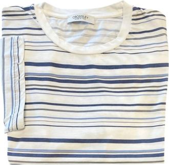 Crossley Mens Short Sleeve Stripe Crewneck Tee In Blue/ White