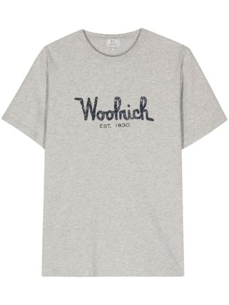 Woolrich embroidered-logo cotton T-shirt - men - Cotton - L - Grey