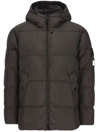 Stone Island Hooded Padded Quilted Jacket with Front Flap Pockets