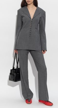 Ganni Single-vent Blazer, Womens, Grey