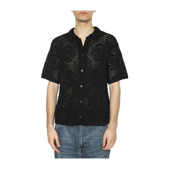 Levi's Overhemden, Heren, Zwart, L, Sweater Camp Shirt Pointelle Crochet