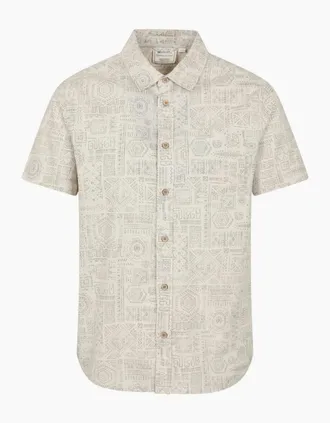 Mountain Warehouse Mens Mountain Warehouse Mens Preston Illustration Shirt - Cream - Size: Regular/34