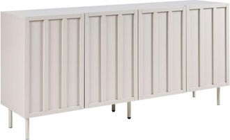 Beliani Credenza moderna Soggiorno Camera da letto Mobile a 4 ante MDF Gambe in metallo Cashmere Beige chiaro Clunes