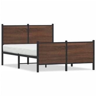 Berkfield Home Metal Bed Frame without Mattress Brown Oak 137x190 cm