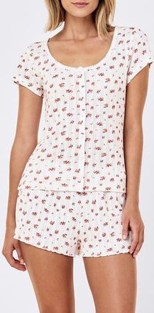 Papinelle Sleepwear Imogen Pointelle T-Shirt in Posy Floral at Nordstrom, Size X-Small
