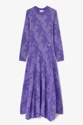 Ganni Purple Sheer Flower Dress - Size XXS
