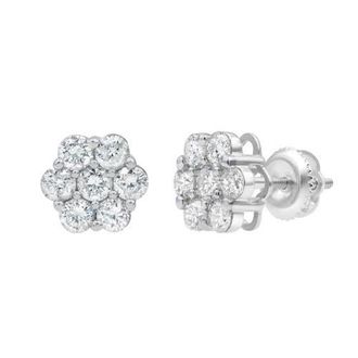 LuvMyJewelry Meadow 1.5 Ct TW Lab Grown Diamond Cluster Studs 14K White Gold Earrings at Nordstrom