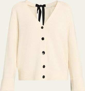 Maria McManus Ribbon Cashmere-Cotton V-Neck Cardigan