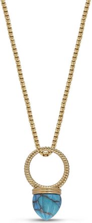 LuvMyJewelry Summer Nights Gold Plated Silver Turquoise Gemstone Single stone Ring Pendant