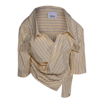 Erika Cavallini Semi Couture Shirts, female, Beige, Size: S Crop Shirt