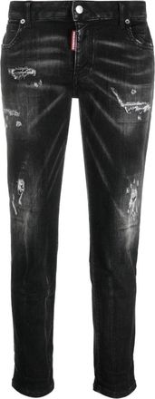 Dsquared2 Cool Girl distressed slim-leg jeans - women - Lyocell/Elastane/Polyester/Cotton/Cotton/Elastomultiester - 40 - Black