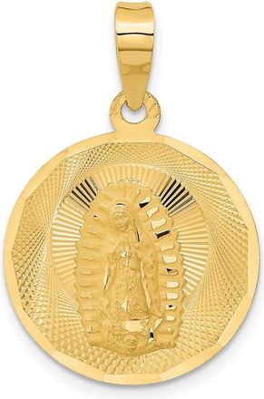Diamond2Deal 14k Yellow Gold Polished Diamond-Cut Lady Of Guadalupe Circle Pendant