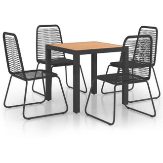 vidaXL Set De Comedor De Jard&iacute;n De 5 Piezas Pvc Rat&aacute;n Negro Y Marr&oacute;n Vidaxl