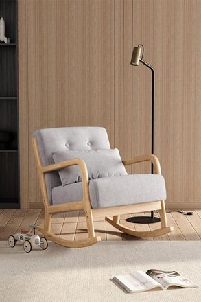 Living and Home Modern Buttoned Rocking Chair in Grey