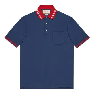 Gucci SS22 Cotton piquet polo shirt with Interlocking G Dark Ink Red 658067-XJDI2-4714