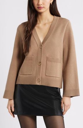 Open Edit Wide Sleeve Cardigan in Tan Portabella at Nordstrom, Size Xx-Small