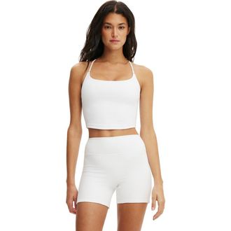 Cotton On Womens Active Ultra Soft Cropped Twist Back Tank in White at Nordstrom, Size X-Small