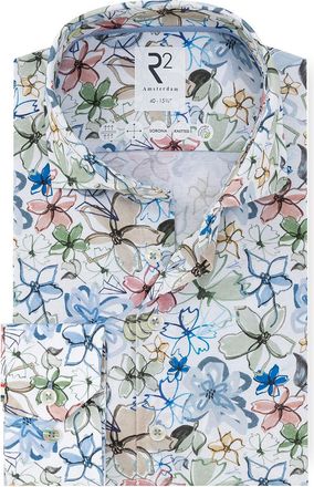 R2 Overhemd R2 Modern Fit multicolor bloemenpatroon