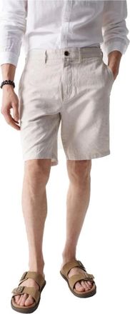 Salsa Casual Shorts, male, Beige, Size: W36 Beige Linen Shorts Stylish Comfortable