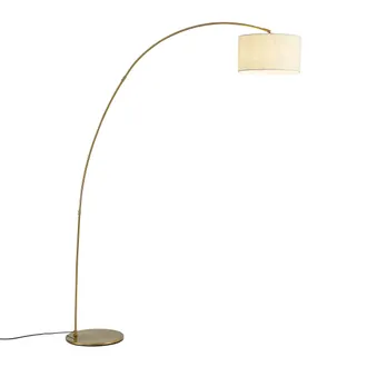 QAZQA Qazqa Lampada Ad Arco Moderna Ottone Con Paralume Beige - Vinossa