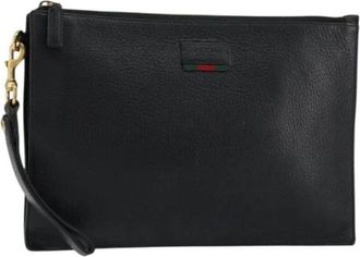 Gucci Pre-owned Leren Clutch - Dames - Vintage Clutch - Zwart - ONE Size - Leer - Vintage