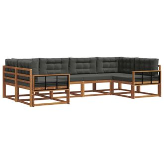 vidaXL Conjunto De Sof&aacute;s De Exterior 6 Pcs Natural Y Antracita Vidaxl