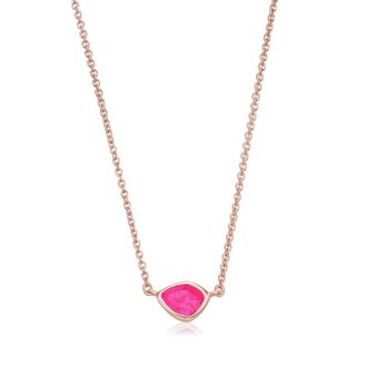 Monica Vinader Rose Gold MV Siren Mini Nugget Necklace Adjustable 46cm/18 Pink Quartz