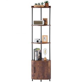 OEM Estante De Esquina 5 Niveles Con Luz Led Y Puertas 30,5x30,5x167,8 Cm Estanter&iacute;a De Esquinera Con Marco De Metal Estantes De Madera Librer&iacute;a De Almace