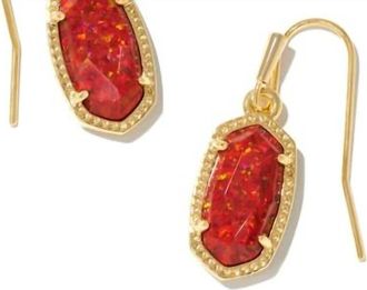 Kendra Scott Womens Lee Drop Earrings In Gold/red Kyocera Opal