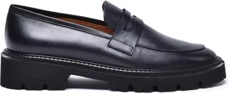 Via Roma 15 Black Leather Rubber Womens Moccasins