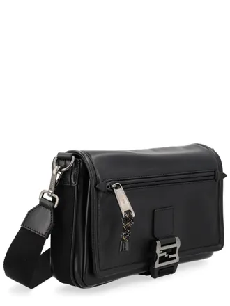 Fendi Mens Messenger Bag Flux Leather Black Calf Shoulder