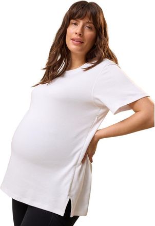 Kindred Bravely Pima Cotton Crew Neck Side Zip Maternity & Nursing T-shirt in White at Nordstrom, Size 3X Short