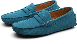 Generic QXDZSW Men Loafers Slip on Mens Casual Shoes Fashion Flats Male Driving Shoes Moccasins Sky Blue