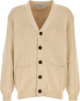 Golden Goose Mens Beige Stretch Cotton Blend Cardigan - Ivory - Size X-Large