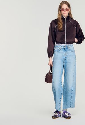 Sandro Cropped embroidered satin jacket