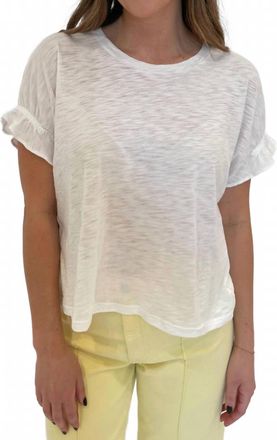 Goldie London Signature Slub Puff & Ruffle Sleeve Tee In White