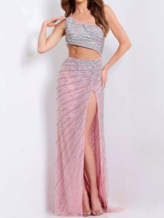 Jovani One Shoulder Maxi Dress In Pink