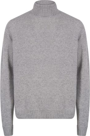 John Smedley Grey Classic Logo High Neck Sweater