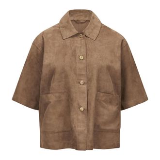 Milestone Shirts, female, Beige, Size: M MSRuth Leather Jacket