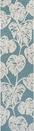 Jonathan Y Designs Tobago High-Low Two-Tone Monstera Leaf Indoor/Outdoor Area Rug in Blue/ivory at Nordstrom, Size 5Ft 0In X 8Ft 0In