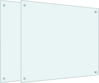vidaXL Paraschizzi per Cucina 2 pz Bianchi 70x60 cm in Vetro Temperato - Vidaxl