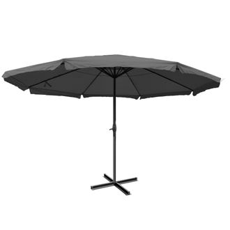 Hhg Hhg - Nunca Usado] Sombrilla Meran Pro, Sombrilla De Mercado Para Gastronom&iacute;a Con Cenefa &Oslash; 5m Poli&eacute;ster/aluminio 28kg, Antracita Sin Soporte